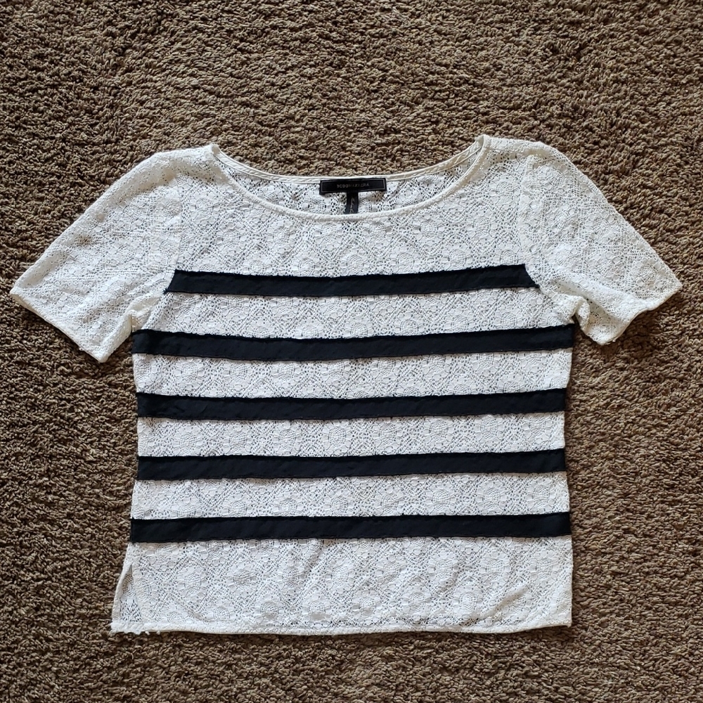 BCBG MAXAZRIA Black and White Lace Top XS